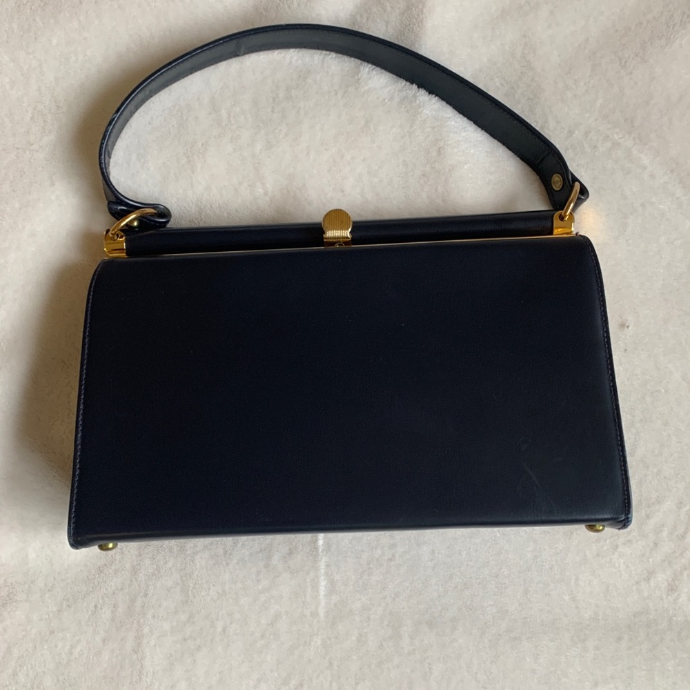 VTG bag By Triangle New York. Navy exterior. Cream interior.